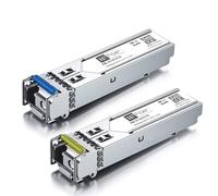 H!Fiber.com 1.25G SFP Bidi Transceiver, 1000Base-BIDI 1550nm/1310nm SMF, Paio di Monomodale SFP Modulo, Fino a 2~3 km, per Cisco, Ubiquiti UniFi, Mikrotik, D-Link, Supermicro, Netgear And More