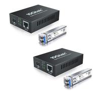 H!Fiber.com 2 pack, Gigabit Ethernet Media Converter, da 1,25G SFP a RJ45 da fibra a rame, con ricetrasmettitore SFP (1000Base-LX, 20km, monomodale)