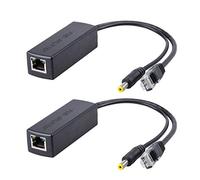 H!Fiber.com Splitter PoE 10/100Mbps 12V 1A IEEE 802.3af conforme 5.5x2.1mm DC PoE Splitter Adapter per telecamera di sicurezza CCTV Surveillance, 2 pack