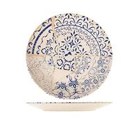 Piatto Piano In Stoneware, Alyssa, Blu Giallo Bianco, 25Cm