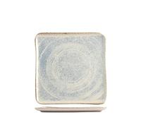 H&h piatto quadrato sky in stoneware azzurro e marrone cm 21