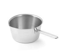 H&H 3317014 Casseruola Conica con Becco 1 Manico Filo, Acciaio Inossidabile, Argento, 14 cm