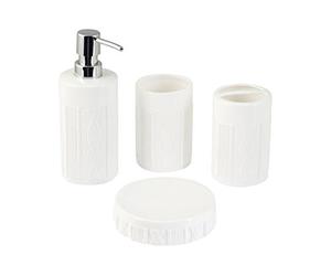 H&H 4 Pezzi Ceramica Capri Arredo Bagno E Accessori, Bianco