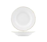 H&H 4361602 Alba Piatto Porcellana Fondo, 23,5 cm, Oro, Bianco