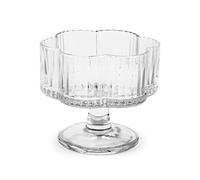 H&H, Set 6 coppe, coppe gelato, dessert, con piede, in vetro trasparente, a forma di fiore, 310 cc