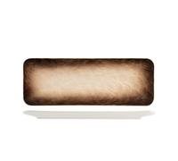 H&H 6 piatti Eclipse rettangolari in porcellana decorata a rilievo dalle marroni