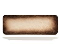 H&H 6 piatti Eclipse rettangolari in porcellana decorata a rilievo dalle marroni