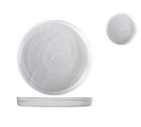 H&h set 6 piatti alabastro in vetro bianchi cm21