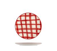 H&H 6 piatti piani Check in ceramica decorati cm 20.
