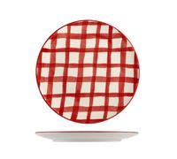 H&H 6 piatti piani Check in ceramica decorati cm 26.