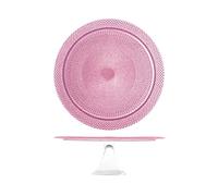 H&H Alzata Glam In Vetro Con Piede E Di Colore Rosa Cm33