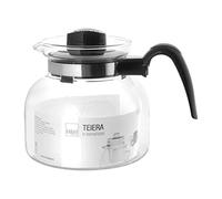 H&H 6816015 Teiera Yasmine Con Tappo E Manico In Plastica, Vetro Borosilicato, Nero, 1.5 Lt