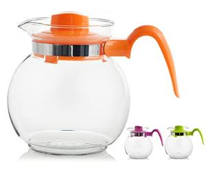 H&H 6818915 Teiera Maya Con Manico E Coperchio In Plastica, Borosilicato, Multicolore, 1.5 Lt