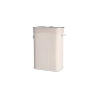 H&H 7101101 Portabiancheria Rettangolare, bambù, Bianco, cm 40 x 30 x 60 H