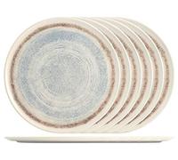 H&H 769221, Set 6 Piatti Pizza, Sky, Decoro Azzurro, Porcellana Stoneware, 32 cm