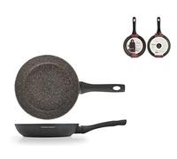 H&H 7915522, Padella Antiaderente Granito Marrone Borghese 22cm Alluminio Coniato 3mm