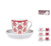 H&h set 6 tazze caff grace in new bone china rosso cc100