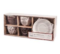 H&H 8050793 Tazze Tè Michelle Con Piatto, New Bone China, Cc 230, 4 Pezzi