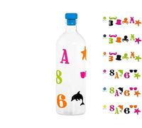 H&H 8452810 Bottiglia con Tappo in Silicone Personalizzabile, Borosilicato, Multicolore, 1 lt