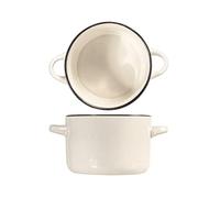 H&H 8509200 Bolo 2 Manici Monoporzione, Stoneware, Bianco, 0.5 lt, White