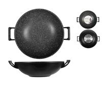 H&H Wok 2 Manici Antiaderente Pietra Cm 32