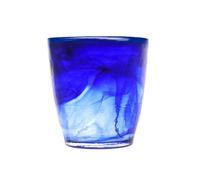 H&H Alabastro Set 6 Bicchieri, Vetro 230 ml, Blu Cobalto, 9x9x10 cm, 6 Unità