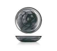 H&H Alabastro Set 6 Piatti Fondi, Vetro 21 cm, Nero, 21x21x4 cm, 6 Unità