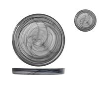 H&H Set 6 Piatti Alabastro, in Vetro, Nero, 21xH2,5cm - nero vetro 524121