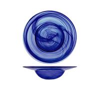 H&H Set 4 Piatti Pasta Alabastro Vetro, Blu Cobalto, Cm 29 - blu vetro 523429