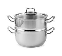 Set per cottura a vapore in acciaio inox 18/10 triplo fondo, cm22
