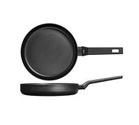 H&H All Blacks Padella in Alluminio con rivestimento Antiaderente Pfluon, 24cm, Rivestimento interno a nido d'ape, Induzione