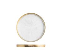 H&H Allure Gold Piatto in Vetro, Bordo Alto Dorato, 21cm