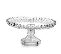 H&H Alzata con Piede Ninfea in Vetro Lavorato Trasparente 29x14,5 cm - Elegante e Versatile per Dolci e Antipasti