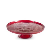 H&H Alzata con piede Redwood in vetro decorato rosso oro cm. 28