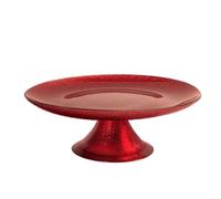 H&H Alzata con Piede Regent in Vetro Effetto Glitter Rosso - Diametro 21,5 cm - Elegante Supporto per Dolci e Dessert