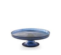 H&H Alzata con Piede Seashell Wall Ø 21 cm in Vetro Colorato Blu - Elegante Alzata da Servizio o Centrotavola - Stile Marino Raffinato