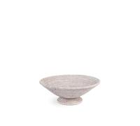 H&H Alzata Tonda in Rattan Bianco, con Piede, 30xH10cm