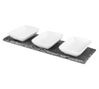 H&h set ardesia 30x10cm con 3 coppe in porcellana