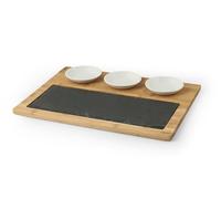 H&H Ardesia & Bamboo, Antipastiera, Set 5 pezzi, Nero/Bianco, 30x40 cm