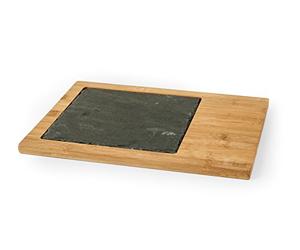 H&H Ardesia & Bamboo, Tagliere, Set 2 pezzi, Nero, 25x33 cm
