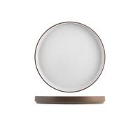 H&H-Ares, set 6 piatti, in porcellana di alta qualità, ø 23 cm, marrone e grigio, piatti da portata, piatti professionali per ho.re.ca