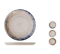 H&H Artisanal Piatto Piano in Stoneware, Colori Assortiti, 27cm, Qualità Artigianale