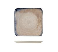 H&H, Artisanal, Set 12 Piatti Quadrati, in Stoneware, Blu, cm 21x21