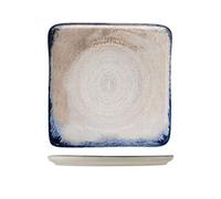 H&H, Artisanal, Set 12 Piatti Quadrati, in Stoneware, Blu, cm 26x26
