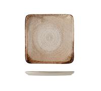 H&H, Artisanal, Set 12 Piatti Quadrati, in Stoneware, Rosso cm 21x21