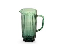 H&H Brocca Atena in Vetro Lavorato Verde 1 Litro - Elegante e Resistente - Lavabile in Lavastoviglie - Caraffa per Acqua, Succhi e Bevande - Design Raffinato per la Tavola