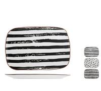 H&H Set 3 Piatti Rettangolari Avana Cm27XH18