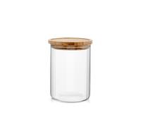 H&H Barattolo in vetro borosilicato rigato con tappo in legno bambù lt 0,95