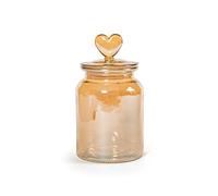 H&H Barattolo in Vetro Ambrato con Coperchio, Inserto a Forma di Cuore, 1000cc