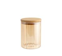 H&H Barattolo in Vetro Borosilicato Ambra con Tappo in Bambù e Guarnizione in Silicone Ø 9x12,5 cm - Capacità 650 cc - Lavabile in Lavastoviglie (cestello alto)
